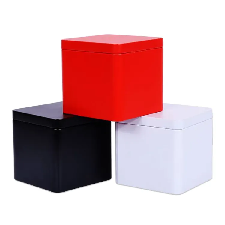 Caixa de lata de chá para café e chá, recipientes decorativos personalizados de açúcar vermelho e branco