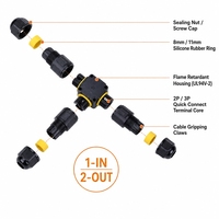 Connecteur de jonction étanche de type T à 3 pôles, adaptateur d'éclairage commercial LED, câble électrique en nylon étanche IP68