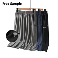 Culotte d'été décontractée pour homme Short de survêtement élastique en nylon spandex à sept points Bermuda respirant noir gris avec taille moyenne
