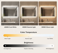 Miroir intelligent de salle de bain avec rangement, éclairage LED, anti-buée, commande tactile, miroir mural avec armoire