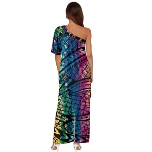 Ultimo abbigliamento Puletasi isola del Pacifico modello samoano <span class=keywords><strong>abito</strong></span> a due pezzi con spalle scoperte da <span class=keywords><strong>donna</strong></span> abiti di lusso Color <span class=keywords><strong>arcobaleno</strong></span> - Product Image 2