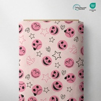 Tela de algodón con estampado de sonrisa aterradora para Halloween, tela de felpa francesa, tela de punto de jersey con reverso de lazo para sudaderas, sin pedido mínimo, personalizada