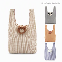 Sac fourre-tout pliable réutilisable à motif de dessin animé, en polyester 190T, écologique, grand format, lavable, imperméable, impression personnalisée, vente en gros OEM