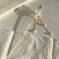 Élégante Pince à Cheveux de Style Chinois avec Pompon, Bâtonnet à Cheveux Traditionnel Motif Cerf, Accessoire de Coiffure, Bijou pour Femme, Épingle à Cheveux, Aiguille à Cheveux