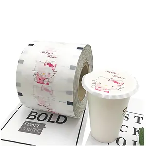 Custom Logo Printed Paper Cup Sealer Film Pp Cup Sealing Roll Film For Bubble Tea