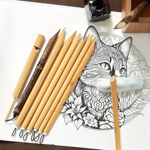 Set di Penne Calligrafiche Personalizzate Weizhuang, Penna a Immersione in Bambù Riciclato Maculato per Calligrafia Gotica, Qalam per <span class=keywords><strong>Scrittura</strong></span> Tibetana e <span class=keywords><strong>Araba</strong></span> - Product Image 3