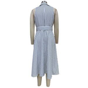 Vestibilità A righe senza maniche <span class=keywords><strong>camicia</strong></span> A linea lungo Blazer donna Maxi abito da donna - Product Image 6
