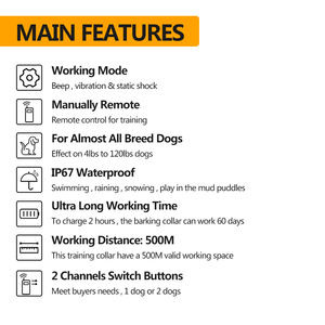 Elektrisches Erziehungshalsband für Hunde OEM-Hersteller Ferngesteuertes Signalgeber-Jagdhundetrainingshalsband - Product Image 3