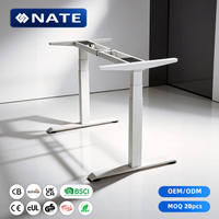 Bureau électrique à hauteur réglable à double moteur, 2 pieds, cadre tubulaire rectangulaire, 50 mm/s, charge 160 kg, hauteur de levage 60-125 cm pour le bureau
