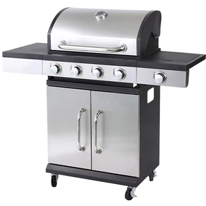 Gril à gaz propane commercial avec 4 brûleurs Chariot de cuisine extérieur portable Barbecue en acier Camping <span class=keywords><strong>Fonction</strong></span> de rôtisserie intérieure - Product Image 1