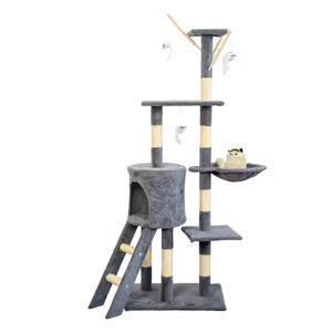 Toptan Modern lüks masif ağaç MDF özel kedi ağacı kınamak interaktif üst Sisal ahşap kedi kulesi tırmalama mesajları - Product Image 1