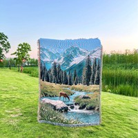 Selimut Dinding Jacquard Motif Lanskap yang Dapat Disesuaikan, Selimut Camping Outdoor, Selimut Sofa, Selimut Tidur Siang, Karpet Tenun, Tapestry