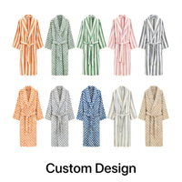 Albornoz de Hotel Personalizado 100% Algodón Teñido en Hilo, Conjuntos de Pijamas para Hombre y Mujer, Albornoz de Spa de Tela de Rizo de Alta Calidad