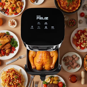 DON FELIZ Friteuse à air numérique sans huile en acier inoxydable 8L, grande capacité, design à panier unique, contrôle numérique, 1400W - Product Image 2