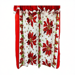 Rideaux en toile de Noël 1,90 m x 2,50 m, motif poinsettia rouge, décoration de fêtes - Product Image 1