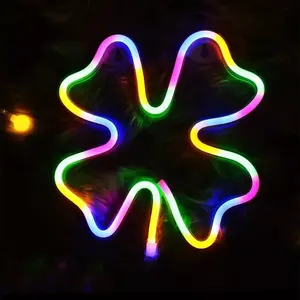 ไฟนีออนรูปใบโคลเวอร์4ใบ, แบตเตอรี่ USB สีเขียวใช้ไฟ LED สัญลักษณ์นีออนแชมร็อกสำหรับติดผนังตกแต่งห้องปาร์ตี้ - Product Image 5