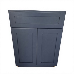 Gabinetes de Cocina Modulares de Madera Sólida Estilo Shaker Negro, Modernos Americanos, con Encimera de Granito, Fregadero de MDF, Grifo, Cajones con Sistema de Deslizamiento y Bisagras - Product Image 1