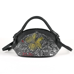 Bolso Ando de Cuero Genuino con Grabado Floral, Bolso de Mano Vintage para Mujer, de Piel de Vaca, con Asa Superior y Correa para el Hombro - Product Image 2