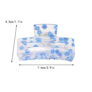 Personnalisé carré fruits ins requin pince à cheveux <span class=keywords><strong>plaque</strong></span> transparente pince à saisir femme résine mode géométrique cheveux griffes - Product Image 6