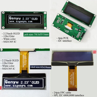 Pantalla OLED Genyu de 2.23 Pulgadas, Color Blanco, Interfaz SPI/I2C de 24 Pines, Panel OLED SSD1305, Pantalla OLED de 2.23 Pulgadas, 128x32