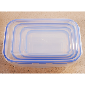 Airtight Rectangular Food Container Set of 4 BPA Free Plastic Leakproof Transparent <b>Storage</b> <b>Boxes</b> - Product Image 3