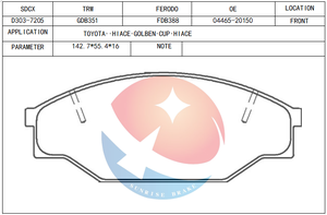 Plaquettes de frein SDCX D303-7205 55210-78460 04465-35020 0449135050 0449120581 D2027 04465-YZZ56 A135 pour SUZUKI ALTO SUPER CARRY - Product Image 2