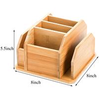 Boîte de rangement de bureau en bambou avec séparateurs ajustables, organiseur de télécommandes et de fournitures de bureau, support pour stylos, pour la maison et le bureau