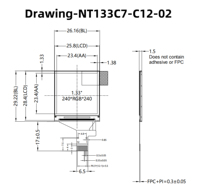 Layar TFT Penuh Warna Persegi 1,33 Inci, IC Driver ST7789, Resolusi Tinggi 240*240, Konektor 12-Pin
