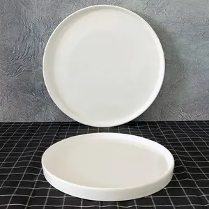 Plats de chef ronds en céramique, 8 pièces, sans peinture, vente en gros, logo privé, forme personnalisée