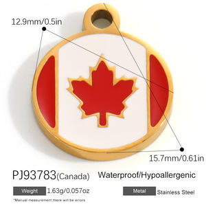 Breloques et accessoires <span class=keywords><strong>de</strong></span> bijoux Manna en acier inoxydable plaqué or 18 carats, émaillées, étanches et inaltérables, à thème drapeau national - Product Image 4