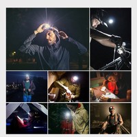 Capteur de mouvement 500LM Mini lampe frontale LED rouge + jaune phare rechargeable USB 6 Modes lampe de poche de camping lampe frontale lampe torche
