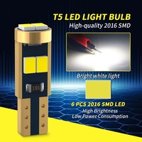 Ampoule LED Canbus T5 2016 6SMD W3W W1.2W, éclairage intérieur de voiture, lampe d'avertissement du tableau de bord, indicateur, lampe d'instrument automobile, 12V