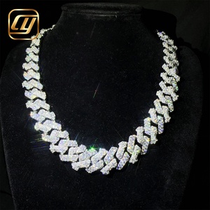 Collier chaîne cubaine en argent sterling 925, style hip-hop, 18 mm, serti de diamants, certifié GRA, bijoux fins, moissanite VVS - Product Image 1