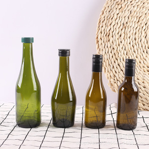 Bouteilles en verre cylindriques vides vert foncé de 100-1000 ml avec bouchon en aluminium pour huile d'olive, tequila, biscuits, emballage inclus - Product Image 3