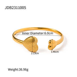 JD Designer 18k Gold Stainless Steel Open Heart Asymmetrical Bracelet Ladies Do Not Fade Bracelet Fashion High Jewelry Gift Girl - Product Image 6