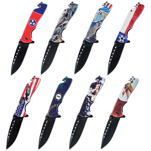 Juego de Navajas Plegables Impresas en 3D con Diseño de Águila y Bandera de Estados Unidos, Hoja Negra, Rompecristales, Abrebotellas, EDC - Product Image 1