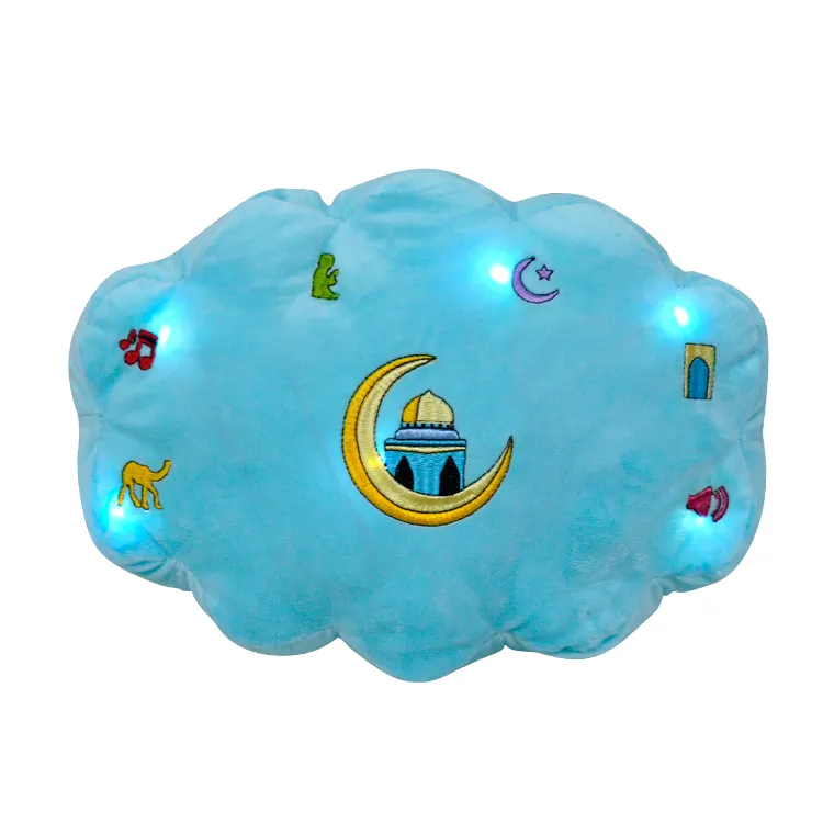 Confezione regalo musulmana islamica Ramadan Eid per bambini fodere per cuscini a forma di nuvola a Led per bambini che imparano il cuscino del corano arabo musulmano Peluz