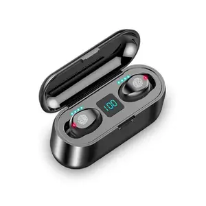 F9 x10 Pak earbud earphone nirkabel dengan Mic, Headset olahraga ipx4 Stereo HiFi dalam telinga titik udara mini dengan power bank