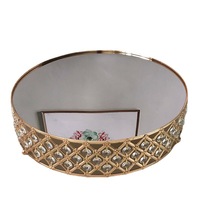 Plateau rond en cristal plaqué or de style européen, ensemble de plateaux à gâteaux pour la décoration de table de dessert de mariage