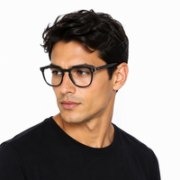 Montures Mazzucchelli Unisexe JS Brand en Acétate Noir, Lunettes Classiques à Charnière OEM, Modèle Écologique à Bas Prix, Assortiment de Lunettes