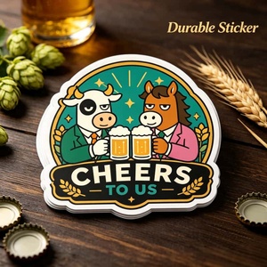 Vibrant Cartoon Die Cut Stickers High Quality Synthetic Paper Funny Animal Graphic <b>Decals</b> For Beer Themed Merchandise Party - Product Image 1
