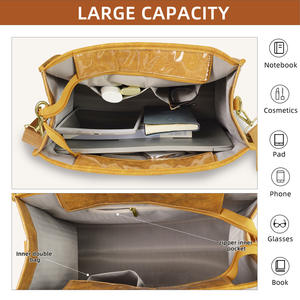 Sac fourre-tout et bandoulière pour femme en PVC texturé papier kraft, fermeture éclair, grande capacité, doublure polyester, idéal pour les trajets quotidiens - Product Image 5