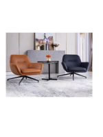 Fauteuil pivotant moderne en cuir marron à dossier haut pour salon et chambre à coucher