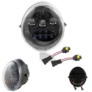 Atubeix-Faro de proyección LED Hi-Lo para motocicleta, varilla en V, VROD, VRSC, VRSCA, VRSCDX, color negro