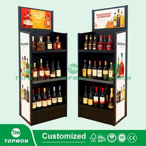 Estante de exhibición de metal de supermercado personalizado, estante de exhibición de piso de metal de 3 niveles y 4 niveles, soporte de exhibición de metal para cerveza, bebidas, vino - Product Image 5