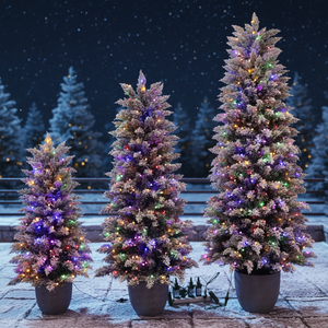 Árbol de Navidad de Abeto Preiluminado en Maceta de 60cm, 90cm, 120cm con 100 Luces LED, Ramas Realistas con Nieve, Fácil de Instalar - Product Image 6