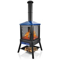 Foyer extérieur en bois avec grille de cuisson, cheminée extérieure haut de gamme pour le jardin