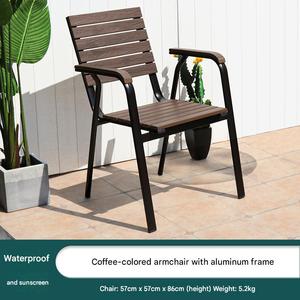 Fauteuil de jardin moderne noir avec assise à lattes, imperméable, pour villa, parc, balcon, cour, hôtel, sièges de loisirs - Product Image 6