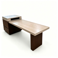 Îlot de cuisine avec comptoir en granit de style mi-siècle et bar intégré, design multifonctionnel pour usage domestique