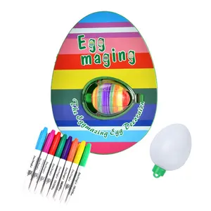 2022 oeuf de pâques bricolage Kit de décoration de coloriage avec 8 marqueurs colorés 3 œufs en plastique pour la décoration de pâques